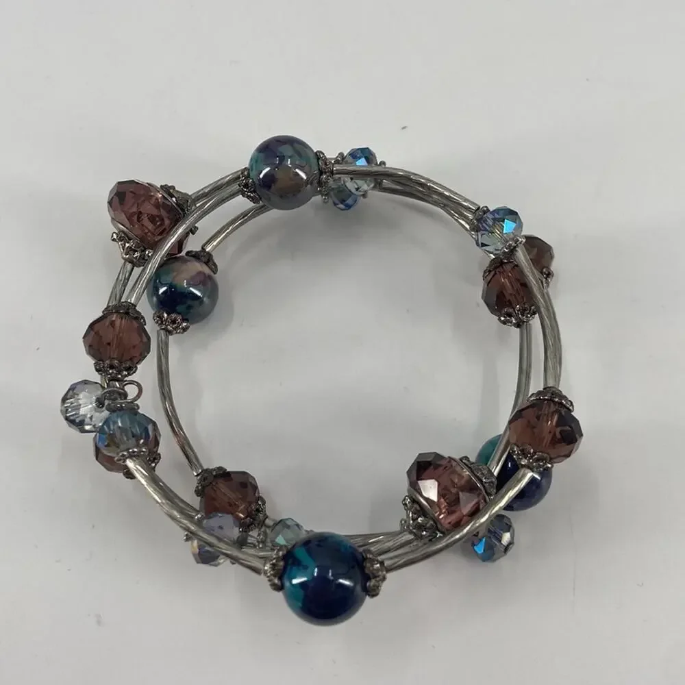 Handmade memory wire acrylic beaded bracelet